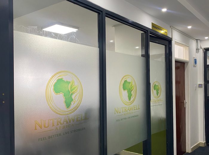 Frosted glass office branding printed by Ocean Graphics